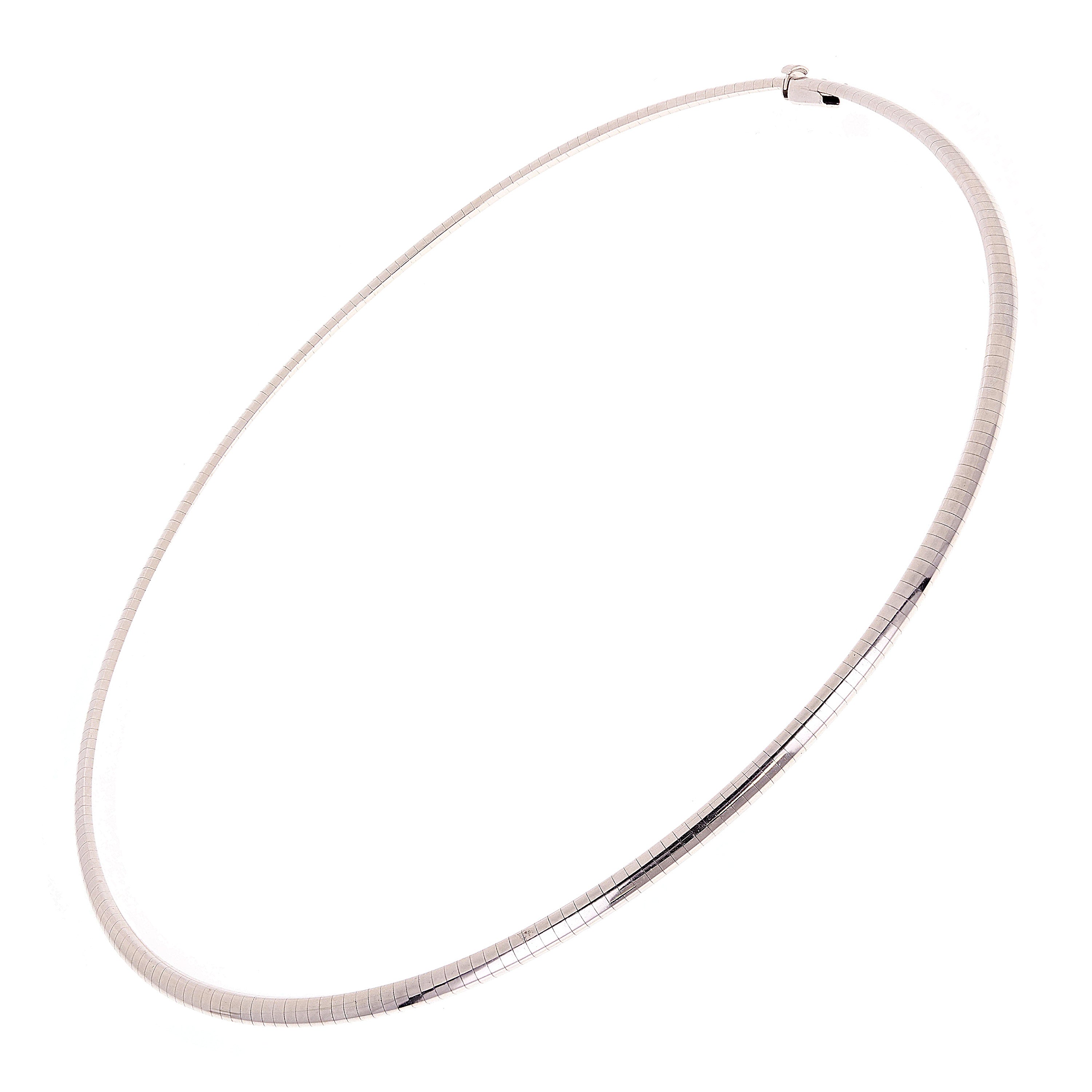 Women's Italian 14k White Gold Omega Necklace Choker 17" 4mm 25.7 grams - 25.7 grams