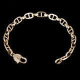14k Yellow Gold Solid Oval Mariner Link Chain Bracelet 7" 6.7mm 13.8 grams - 7"