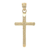 14k Yellow Gold Diamond Cut Cross Religious Charm Pendant 1.3" 2.5 grams - Yellow