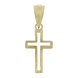 14k Yellow Gold Small Christian Open Cross Religious Charm Pendant 0.8gram - Yellow