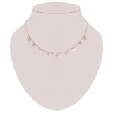 Italian 14k Two Tone Gold Ball Bead & Heart Charm Necklace 16.5" 2.1 grams
