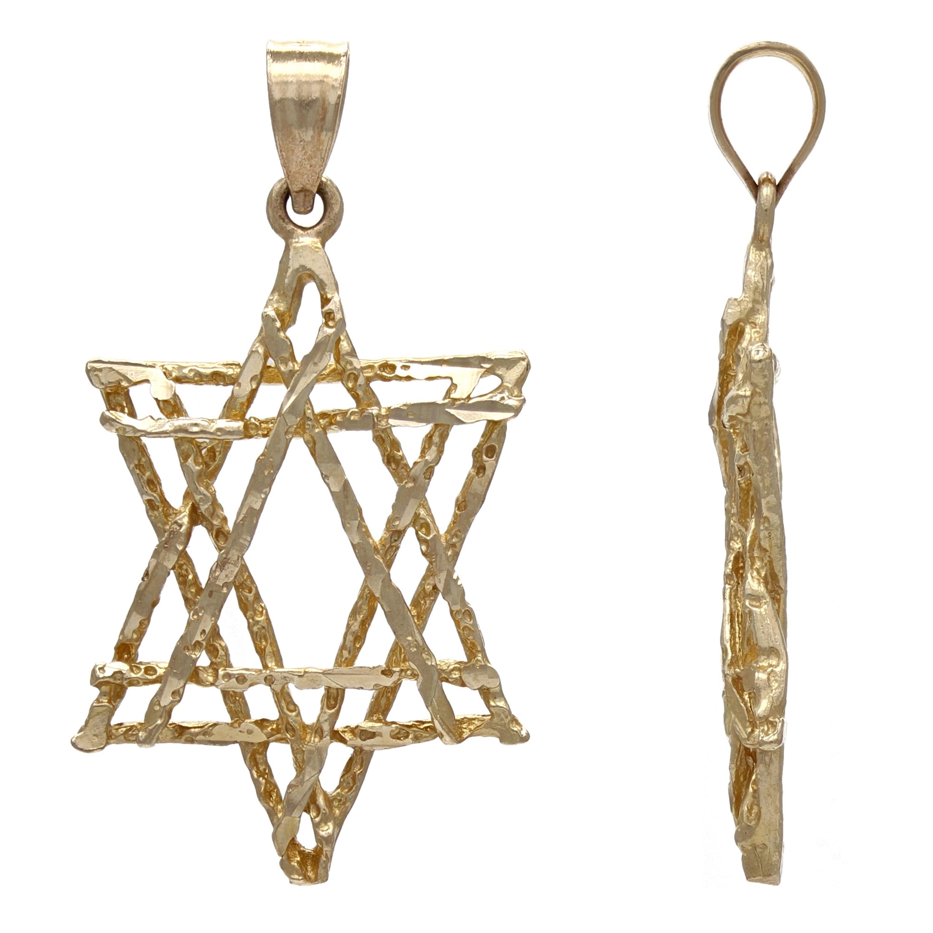 14k Yellow Gold Diamond Cut Jewish Star of David Charm Pendant 1.8 grams - Yellow