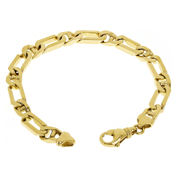 Men's 14k Yellow Gold Solid Figaro Anchor Mariner Bracelet 7