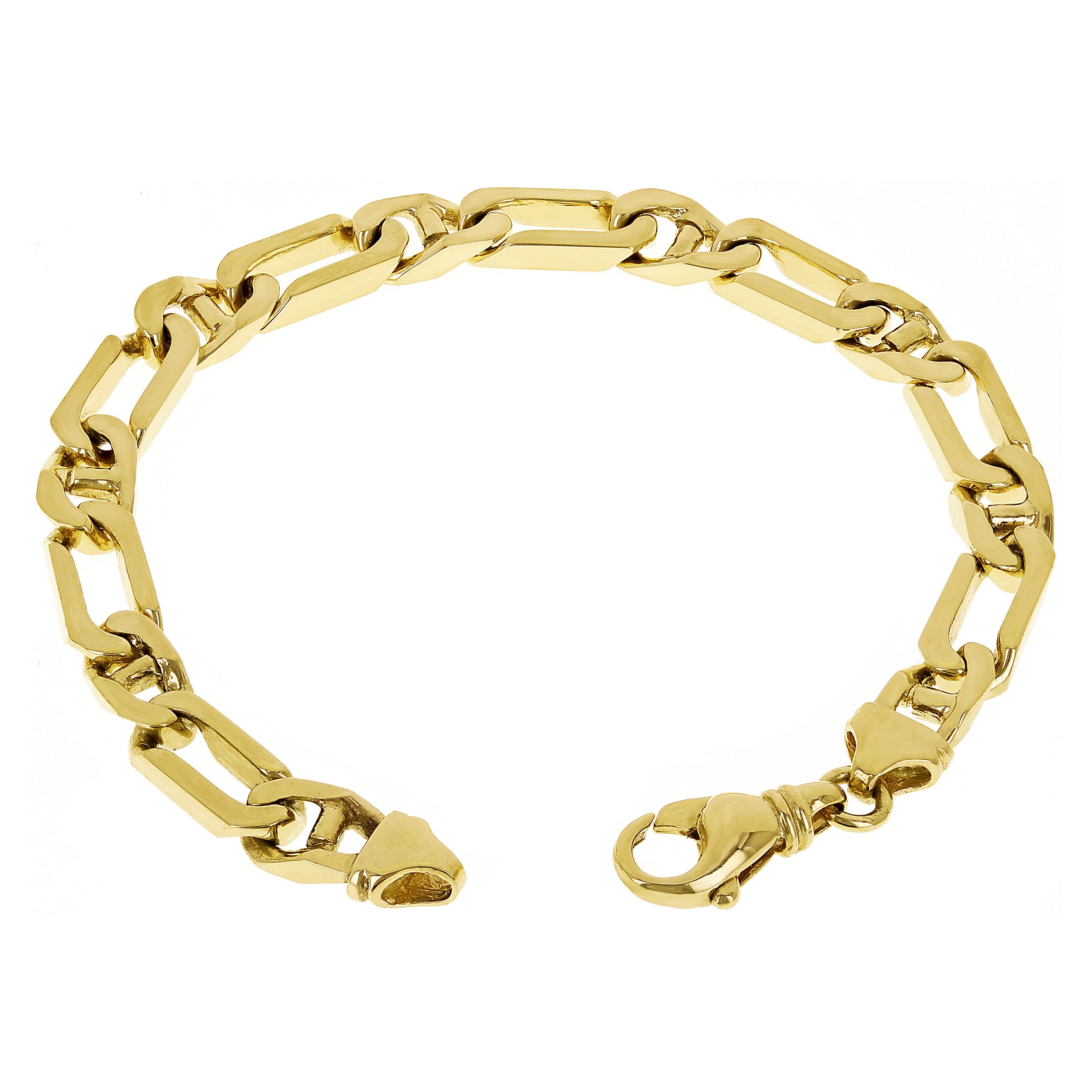 Men's 14k Yellow Gold Solid Figaro Anchor Mariner Bracelet 7" 7.5mm 29.5 grams - 7" 29.5 grams