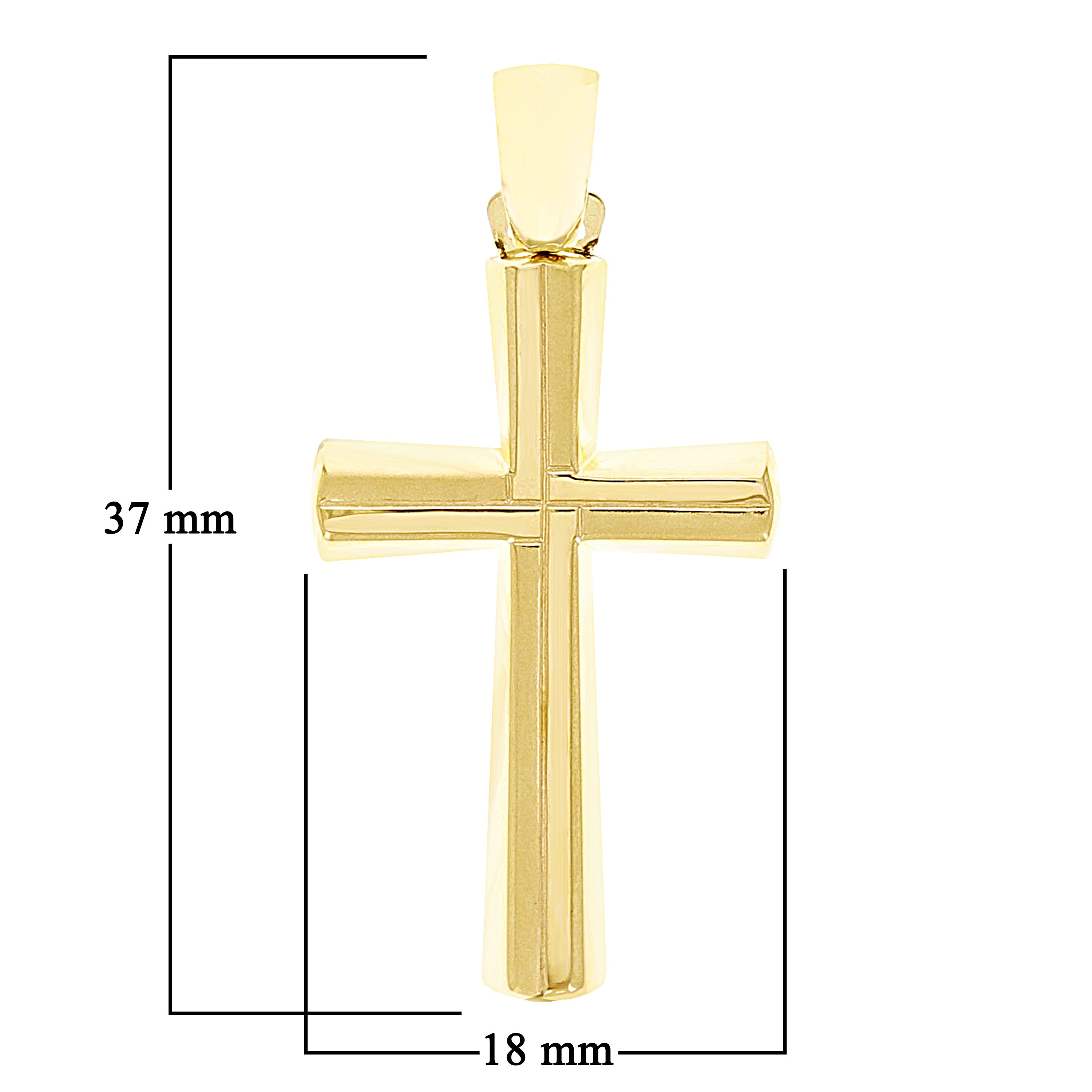 Italian 14k Yellow Gold Hollow 3D Cross Charm Pendant 1.5" 2.1 grams