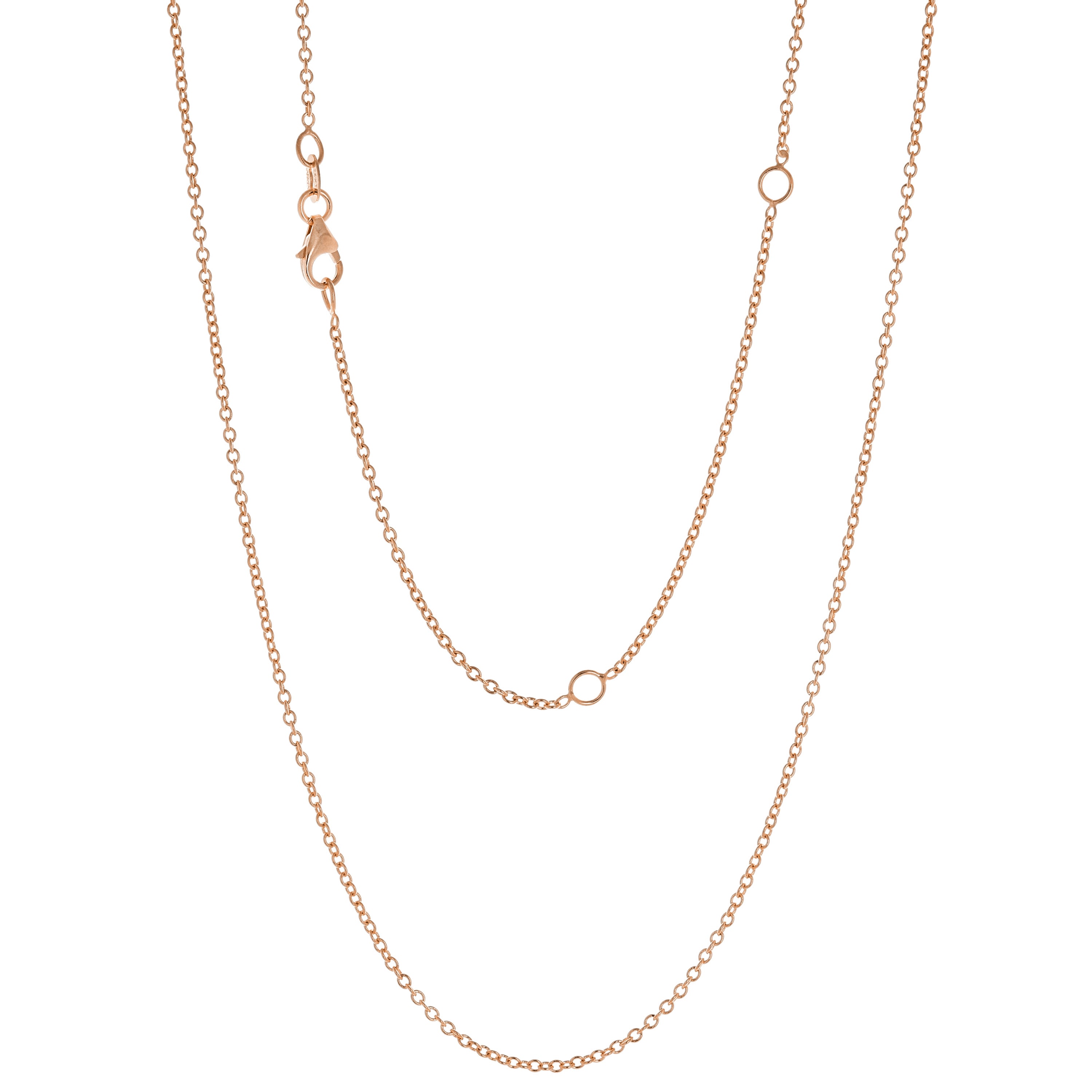 Italian 14k Rose Gold Rolo Chain Necklace Adjustable 16-20" 1.35mm 2.6 grams - 2.6 grams