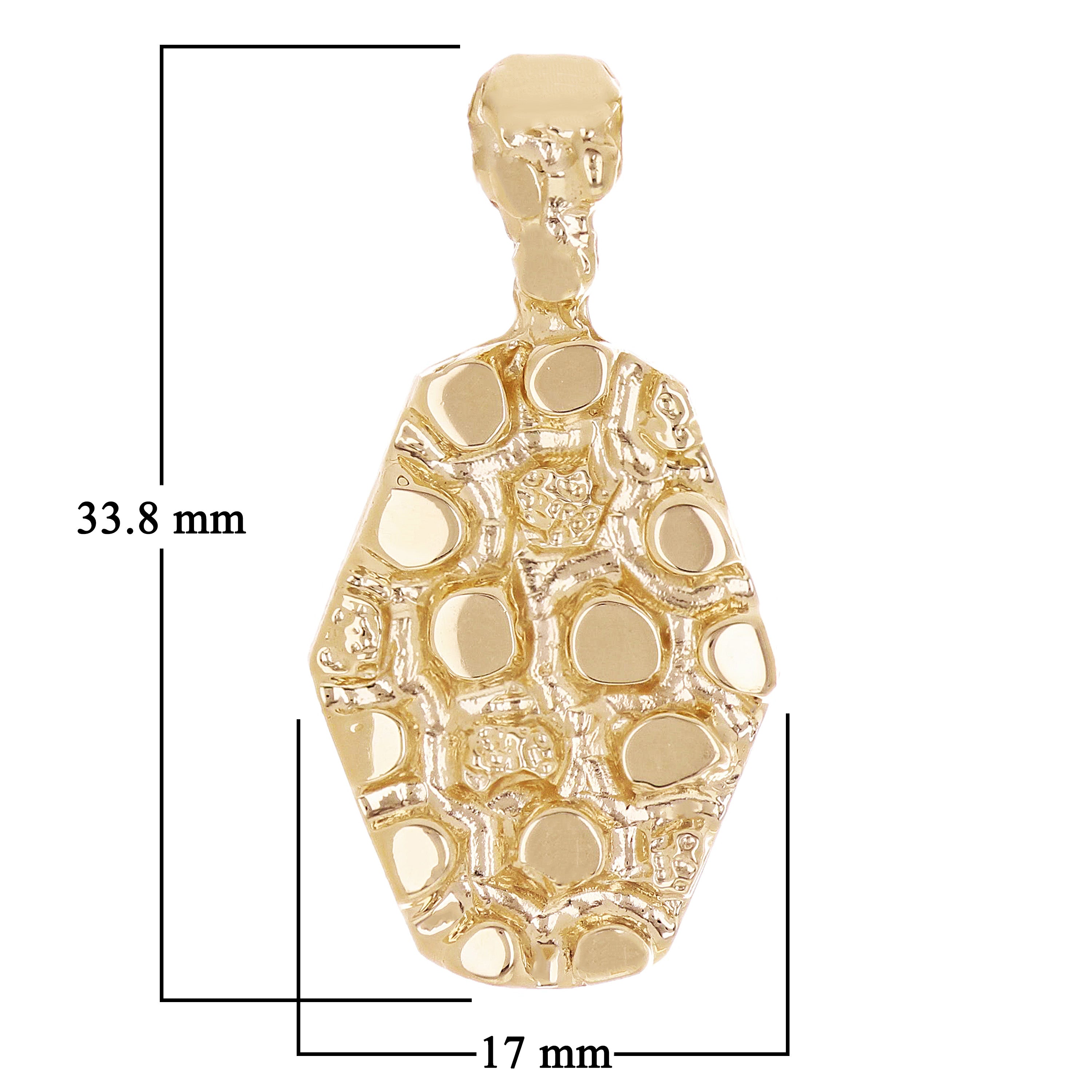 14k Yellow Gold Solid Hexagon Nugget Charm Pendant 1.3" 6.6 grams