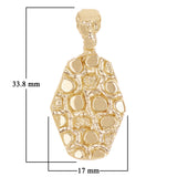 10k Yellow Gold Solid Hexagon Nugget Charm Pendant 1.3" 5.8 grams