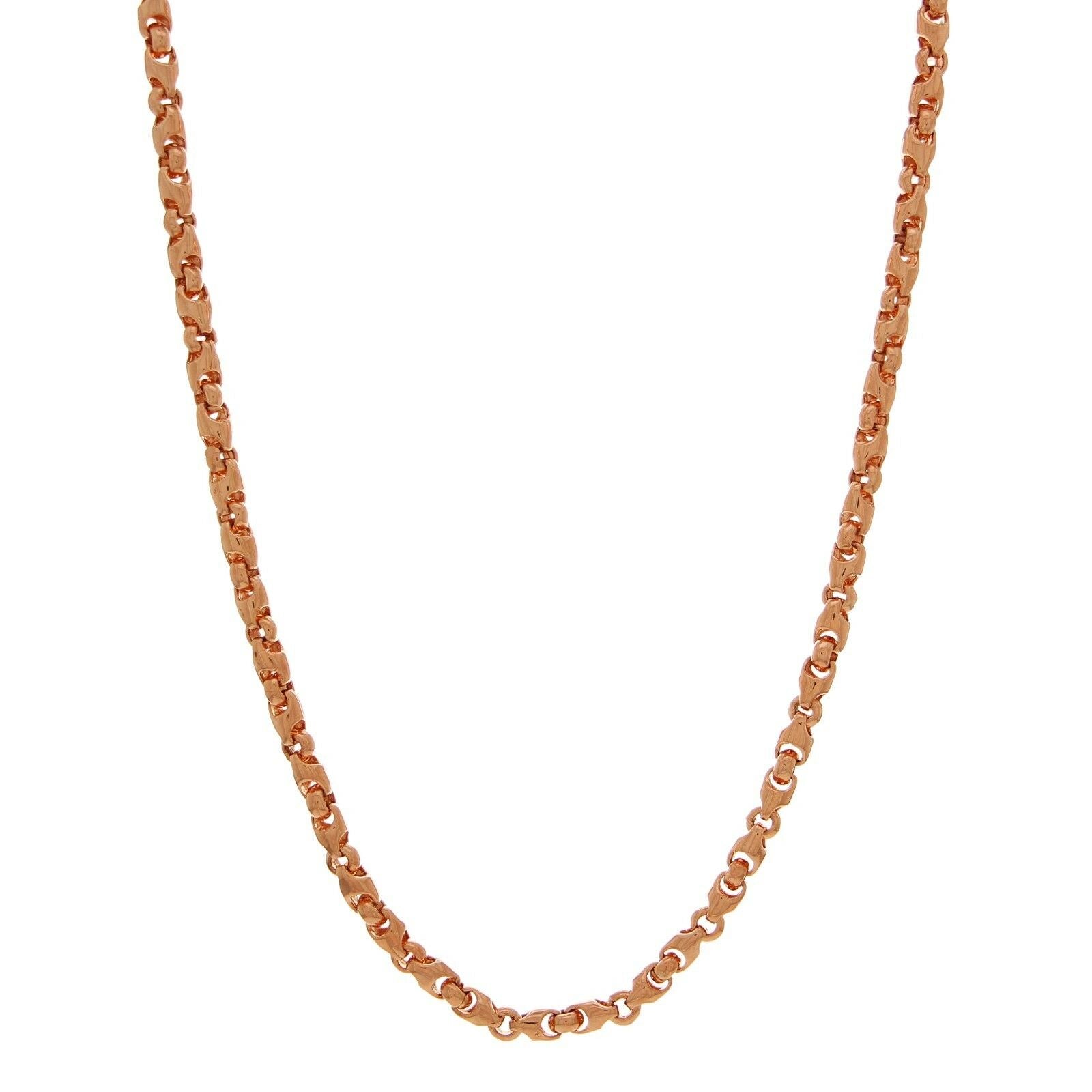 Men's 14k Rose Gold Handmade Fashion Link Necklace 20" 4.8mm - 20"