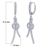 14k White Gold Natural Diamond Knotted Drop Dangle Earrings 0.75ct 3/4cttw