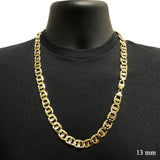 Men's 10k Yellow Gold Solid Concave Mariner Chain Necklace 20" 13mm 111.5 grams - 20" 111.5 grams