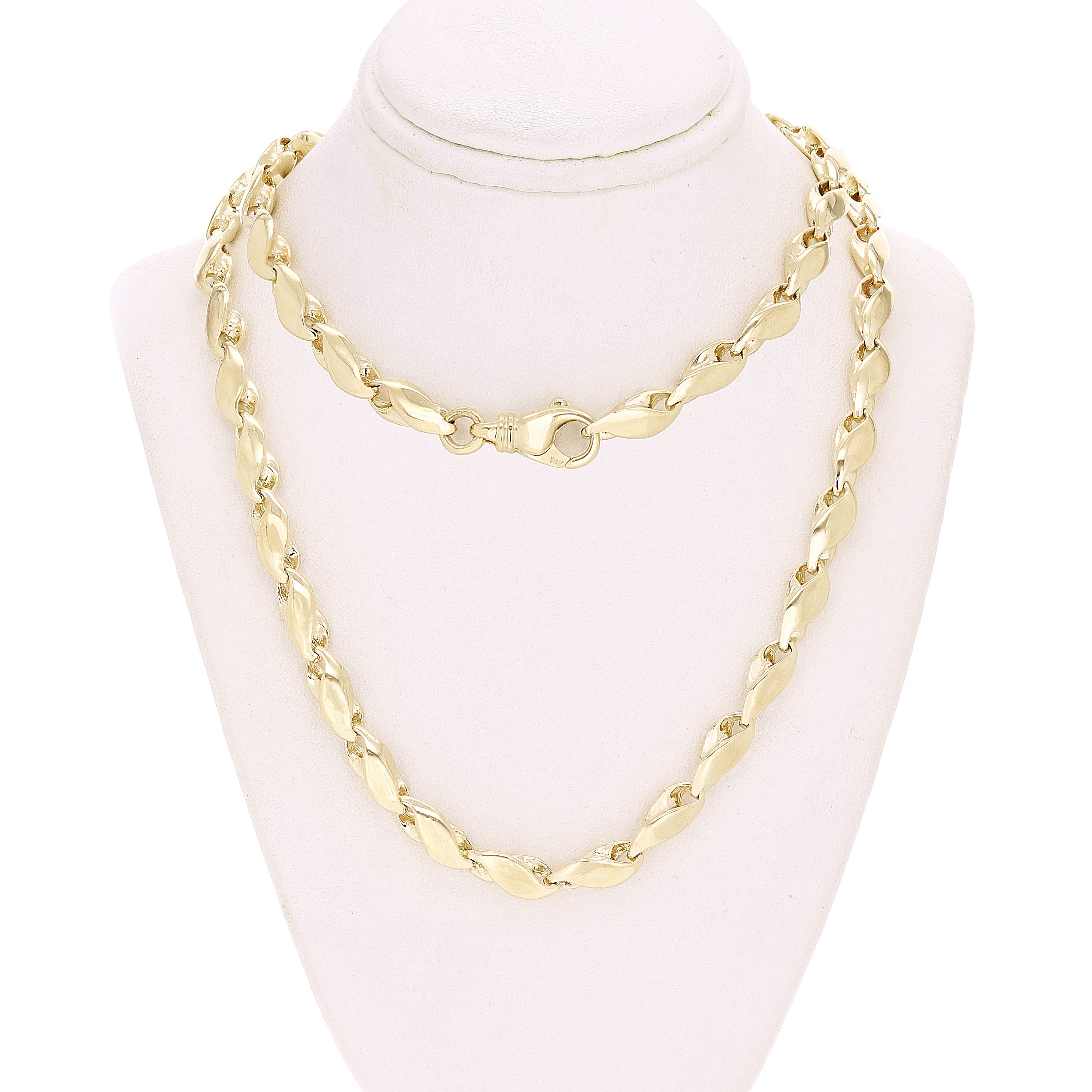 14k Yellow Gold Handmade Fashion Link Necklace 16" 5.8mm - Yellow,16"