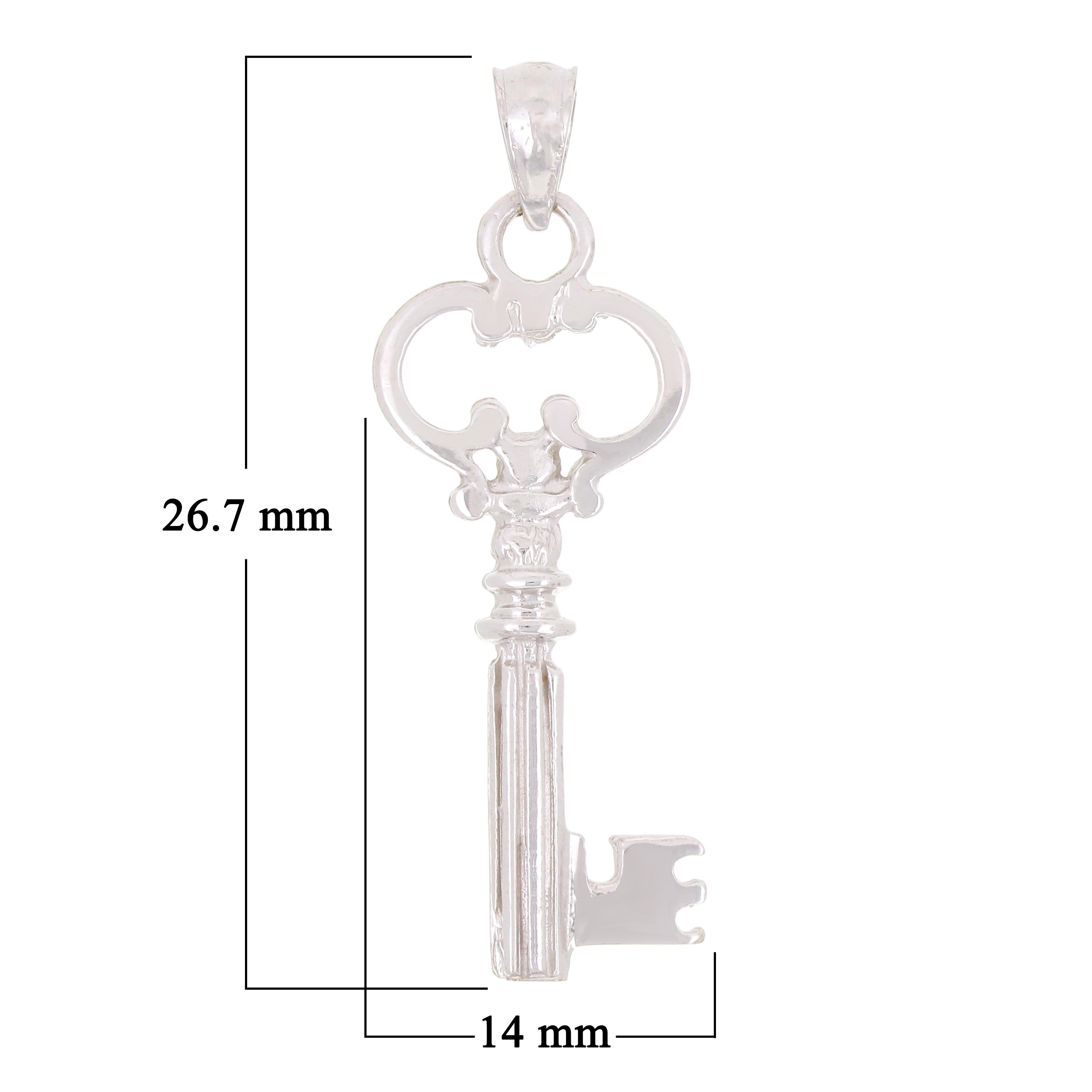 14k White Gold Key Pendant - White