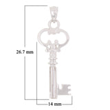 14k White Gold Key Pendant - White