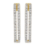 14k Yellow Gold 1ctw Diamond Double Inside Out Oblong Hoop Earrings