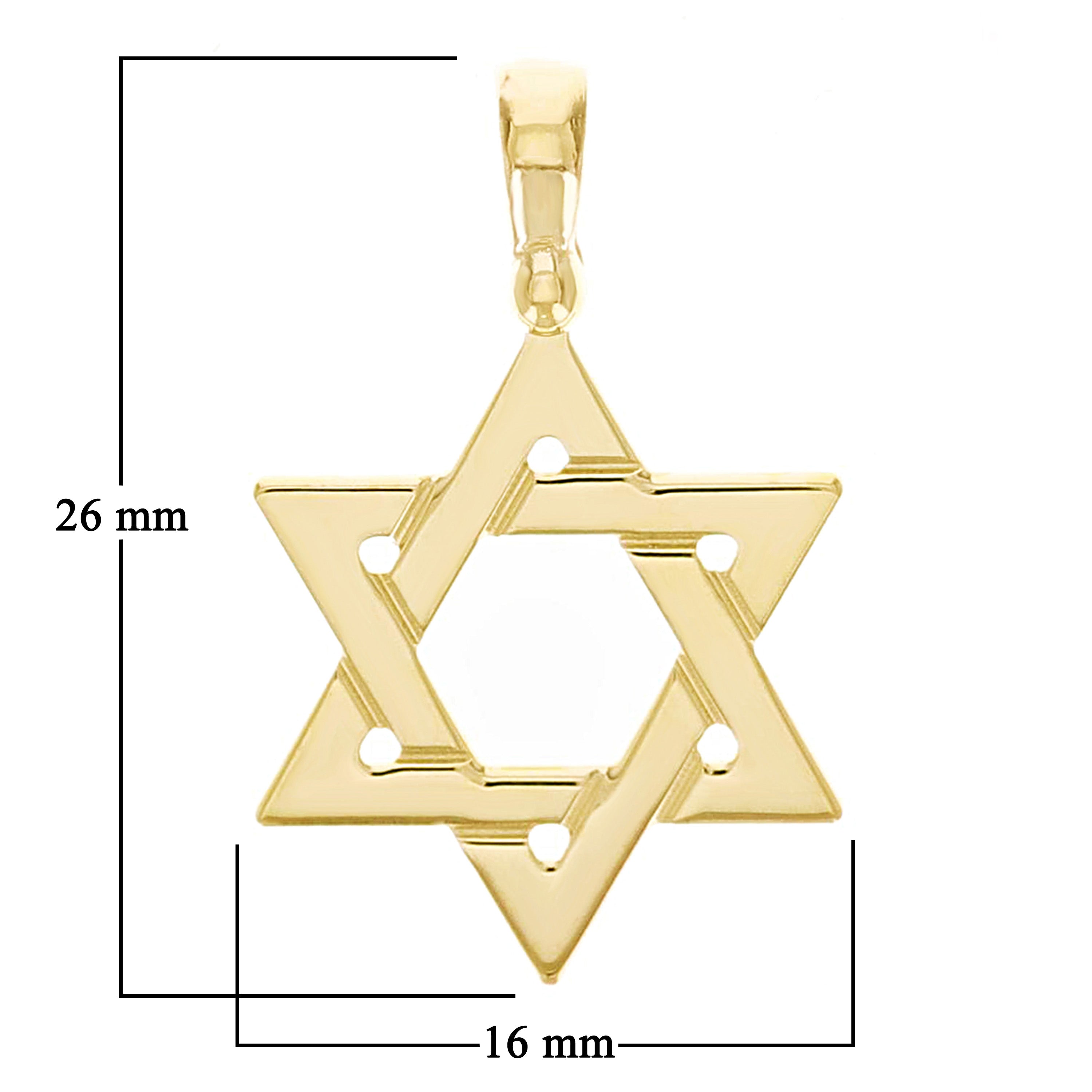 Italian 14k Yellow Gold Star of David Charm Pendant 1" 1.9 grams