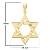 Italian 14k Yellow Gold Star of David Charm Pendant 1" 1.9 grams