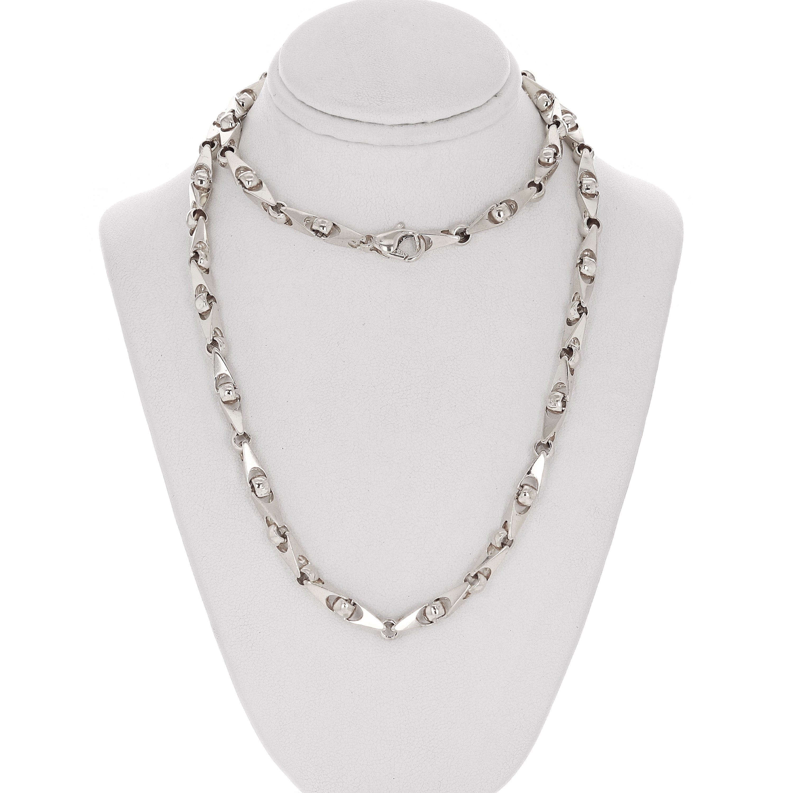 14k White Gold Solid Handmade Link Chain Necklace 20" 5mm 50 grams - White,20" 50 grams