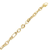 Italian 14k Yellow Gold Hollow Oval & Paper Clip Bracelet 7.75" 4.8mm 3.9 grams