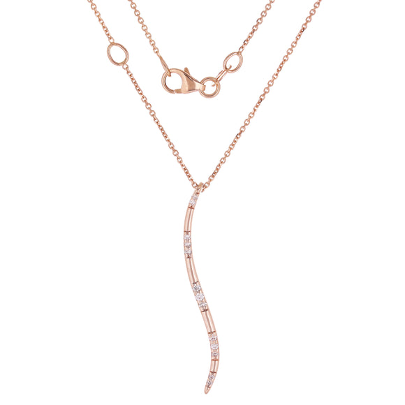 14k Rose Gold 0.08ctw Diamond Journey Elongated Pendant Necklace 18