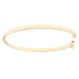 Italian 14k Yellow Gold Polish Faceted Design Hollow Oval Bangle Bracelet 7" 4mm