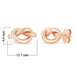 Italian 14k Rose Gold Bright Shine Dainty Pretzel Love Knot Stud Earrings