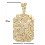 10k Yellow Gold Solid Big Chunky Rectangle Nugget Pendant 1.4" 8.6 grams - Yellow