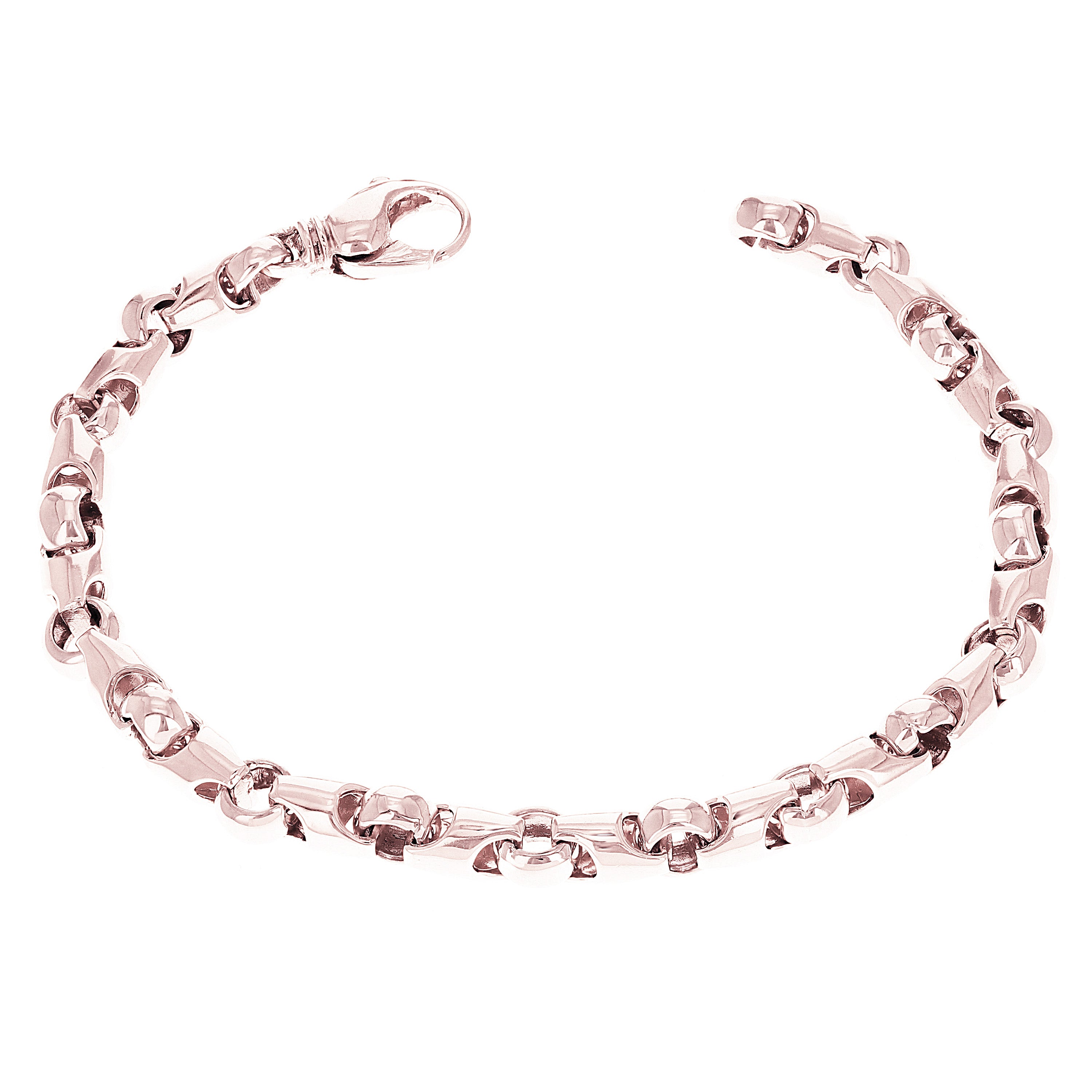 14k White Gold Handmade Solid Link Bracelet 7" 4.8mm 17.1 grams - White,7"