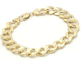 Men's 14k Solid Yellow Gold Flat Cuban Link Chain Bracelet 9" 12.5mm 45 grams - Yellow,9"