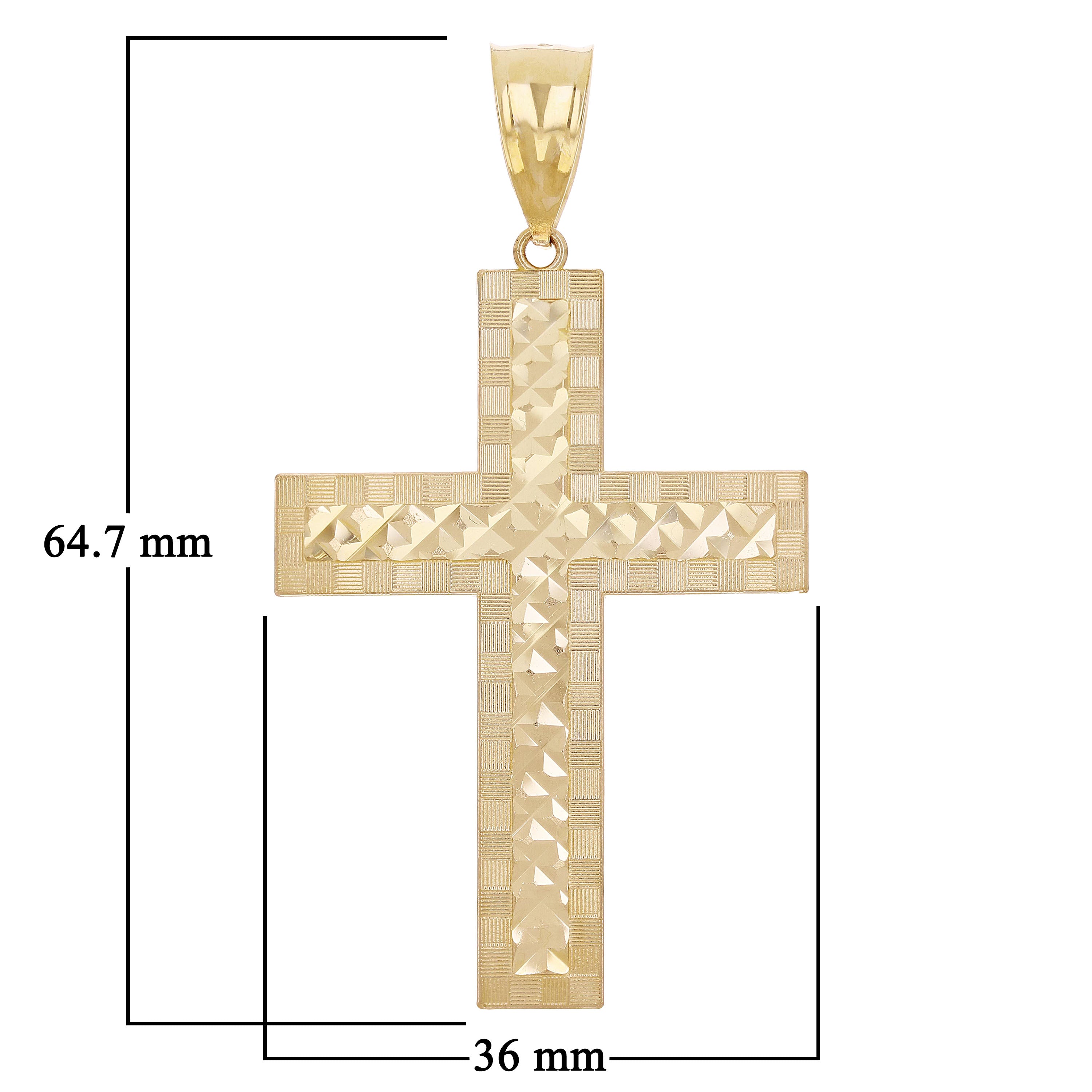 14k Yellow Gold Diamond Cut Cross Pendant 2.5" 10.3 grams