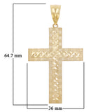14k Yellow Gold Diamond Cut Cross Pendant 2.5" 10.3 grams
