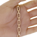Italian 14k Yellow Gold Paper Clip Link Chain Bracelet 7.75" 7.2mm 6.4 grams