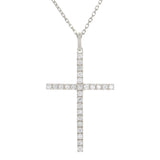 14k White Gold Diamond Cross Pendant - White
