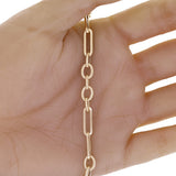 Italian 14k Yellow Gold Oval Twisted & Paper Clip Link Bracelet 7.75" 5.6 grams