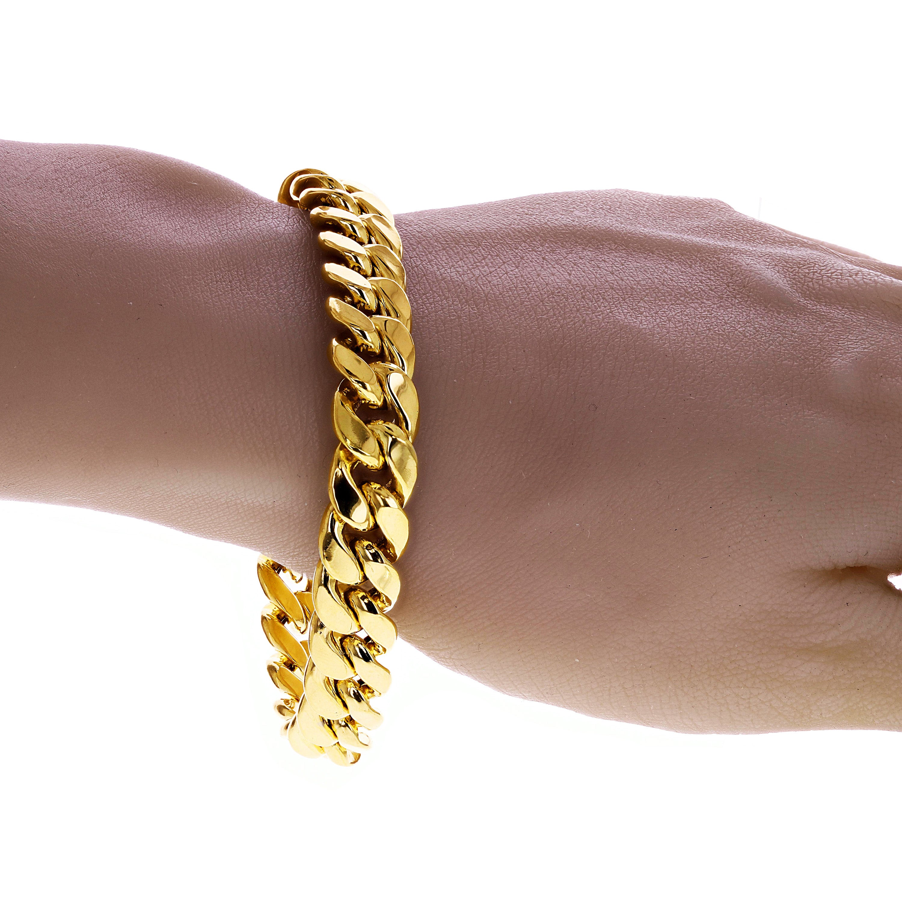Italian 14k Yellow Gold Hollow Miami Cuban Chain Bracelet 8.5" 11.3mm 29.9 grams - 8.5" 29.9 grams