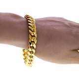 Italian 14k Yellow Gold Hollow Miami Cuban Chain Bracelet 8.5" 11.3mm 29.9 grams - 8.5" 29.9 grams