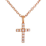 14k Rose Gold 0.04ctw Diamond Cross Pendant Small Religious Charm