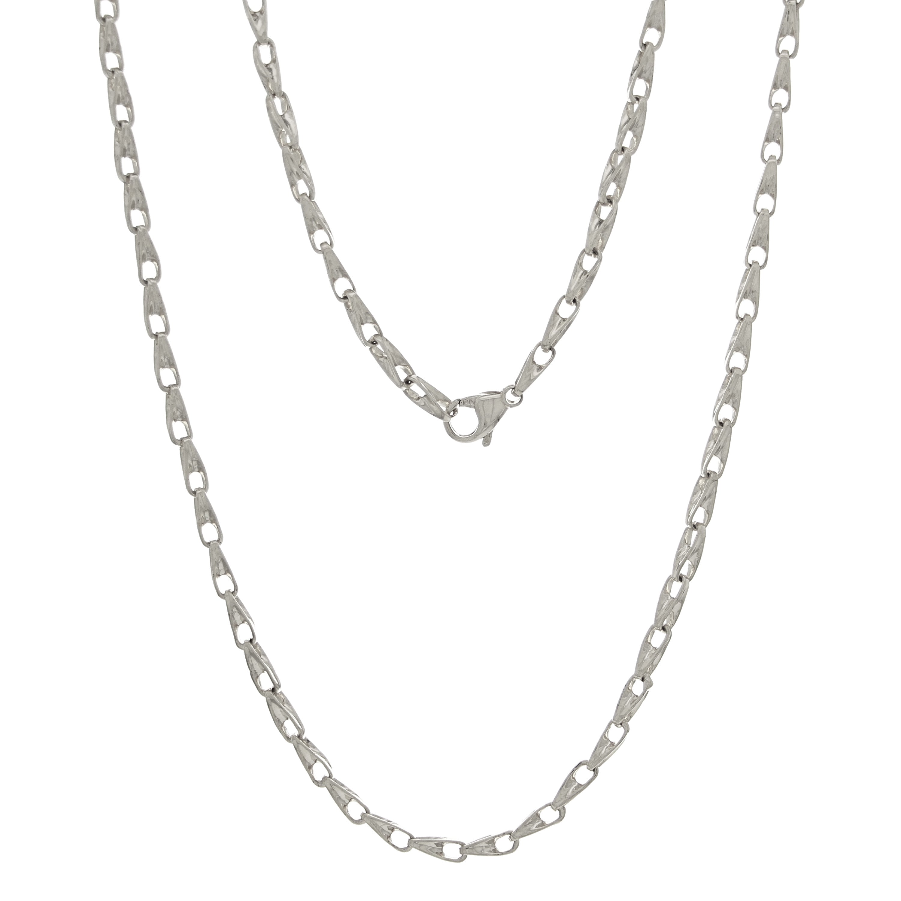 14k White Gold Handmade Fashion Link Necklace 18" 3mm 25.7grams - 18"