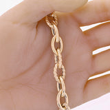 Italian 14k Yellow Gold Hollow Oval Plain & Rope Link Textured Bracelet 8.5"11mm
