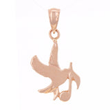 14k Rose Gold Solid Dove Bird with Musical Note Charm Pendant 1.6 grams - Rose