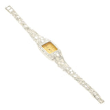 Women's 925 Sterling Silver Nugget Link Geneve Diamond Wrist Watch 6.5-7" 24.7g