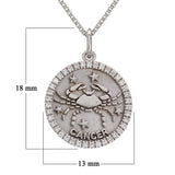 14k White Gold Diamond Zodiac Sign Cancer Pendant Necklace 18" - Cancer,White