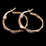 Italian 14k Tri-Color Gold Satin Twisted Hoop Earrings 20mm x 3.5mm 1.6 grams