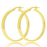 Italian 14k Yellow Gold Rounded Flat Tube Small Hollow Hoop Earrings 1.4" 2.9 grams - Yellow 2.9 grams
