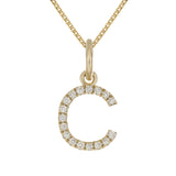 14k Yellow Gold Diamond Initial Letter C Charm Pendant Necklace 18" - Letter C,Yellow