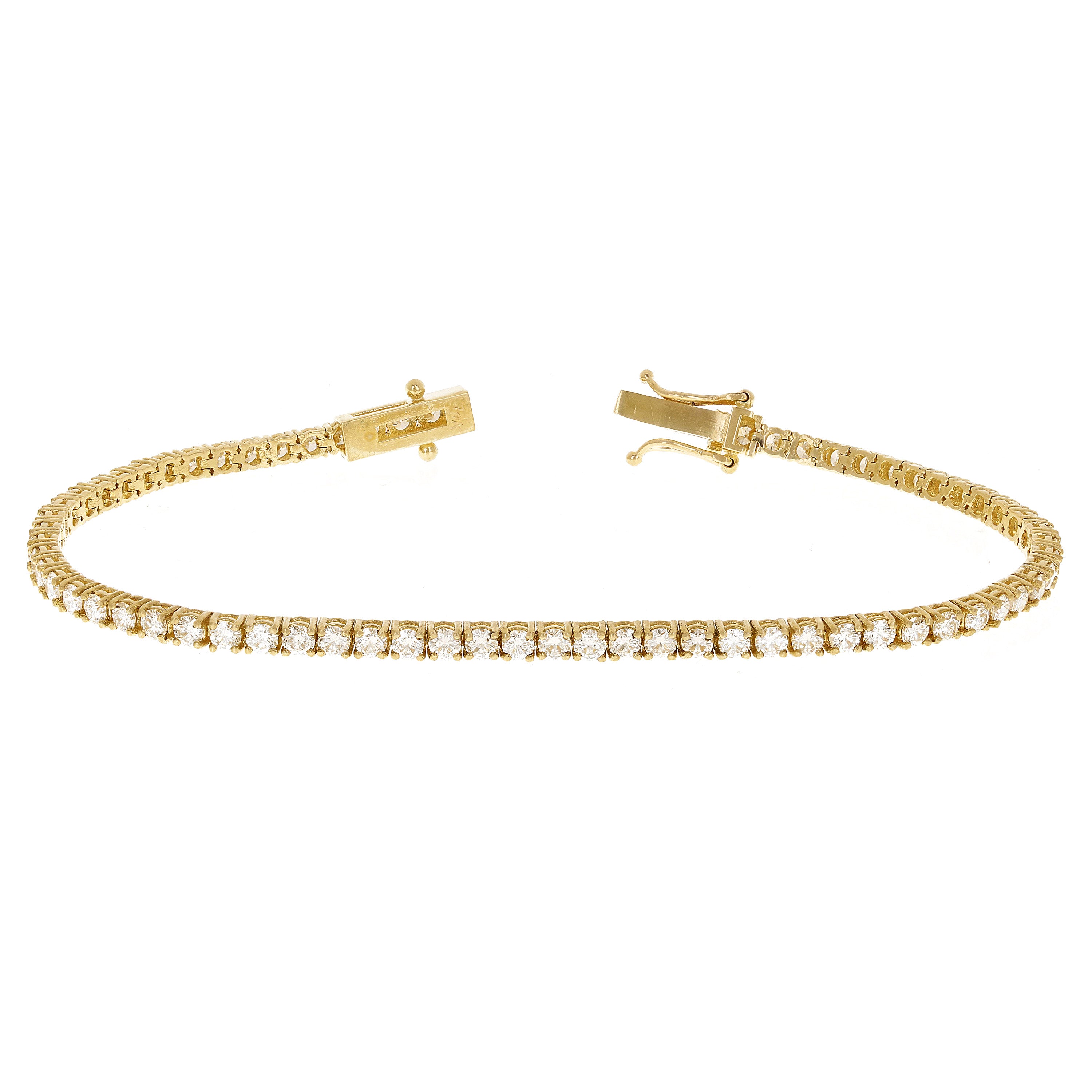 14k Yellow Gold 3.35ctw Diamond Tennis Bracelet 7" 2.6mm 7.5 grams