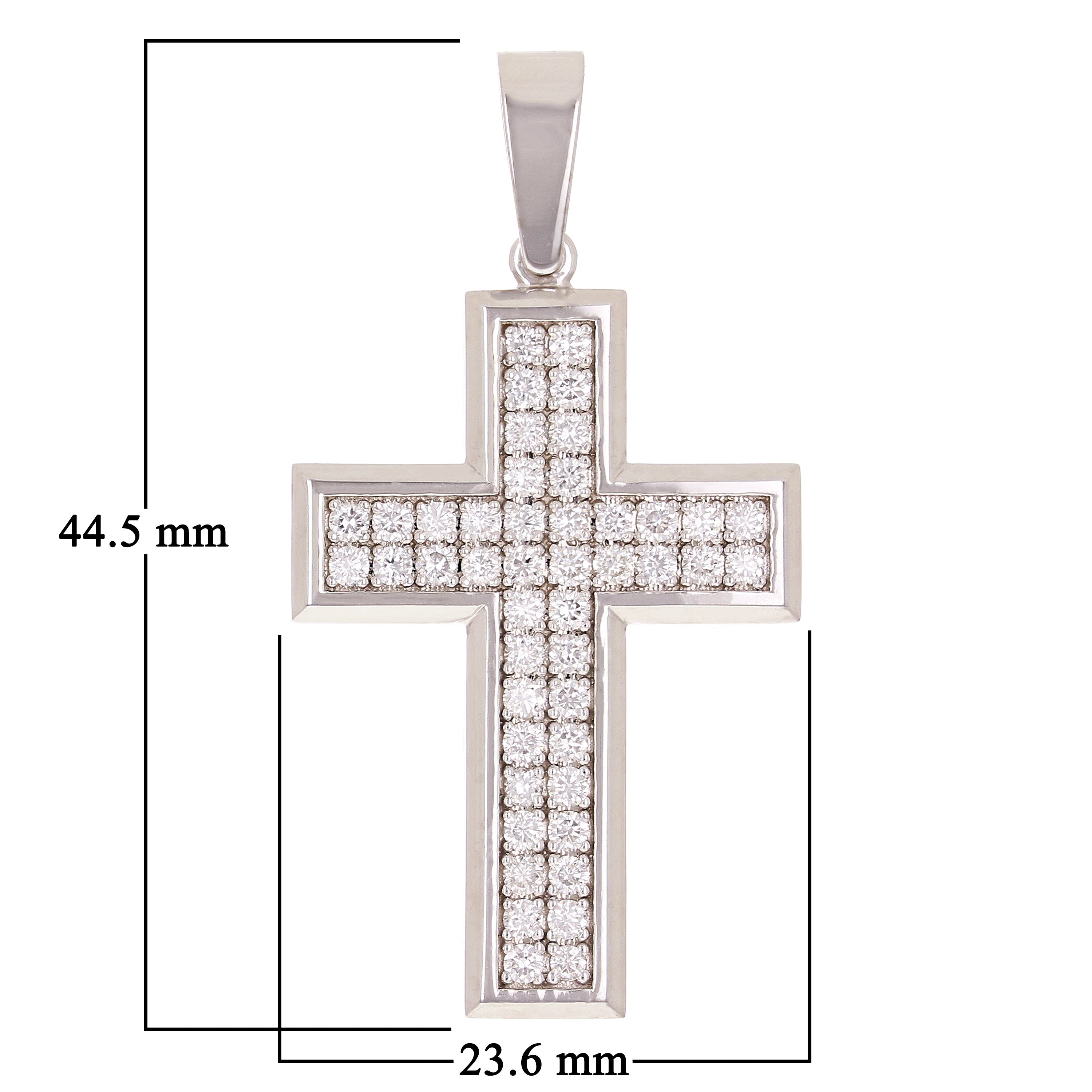 14k White Gold 1.15ctw Diamond Cross Pendant 1.8" 8.5 grams