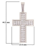 14k White Gold 1.15ctw Diamond Cross Pendant 1.8" 8.5 grams