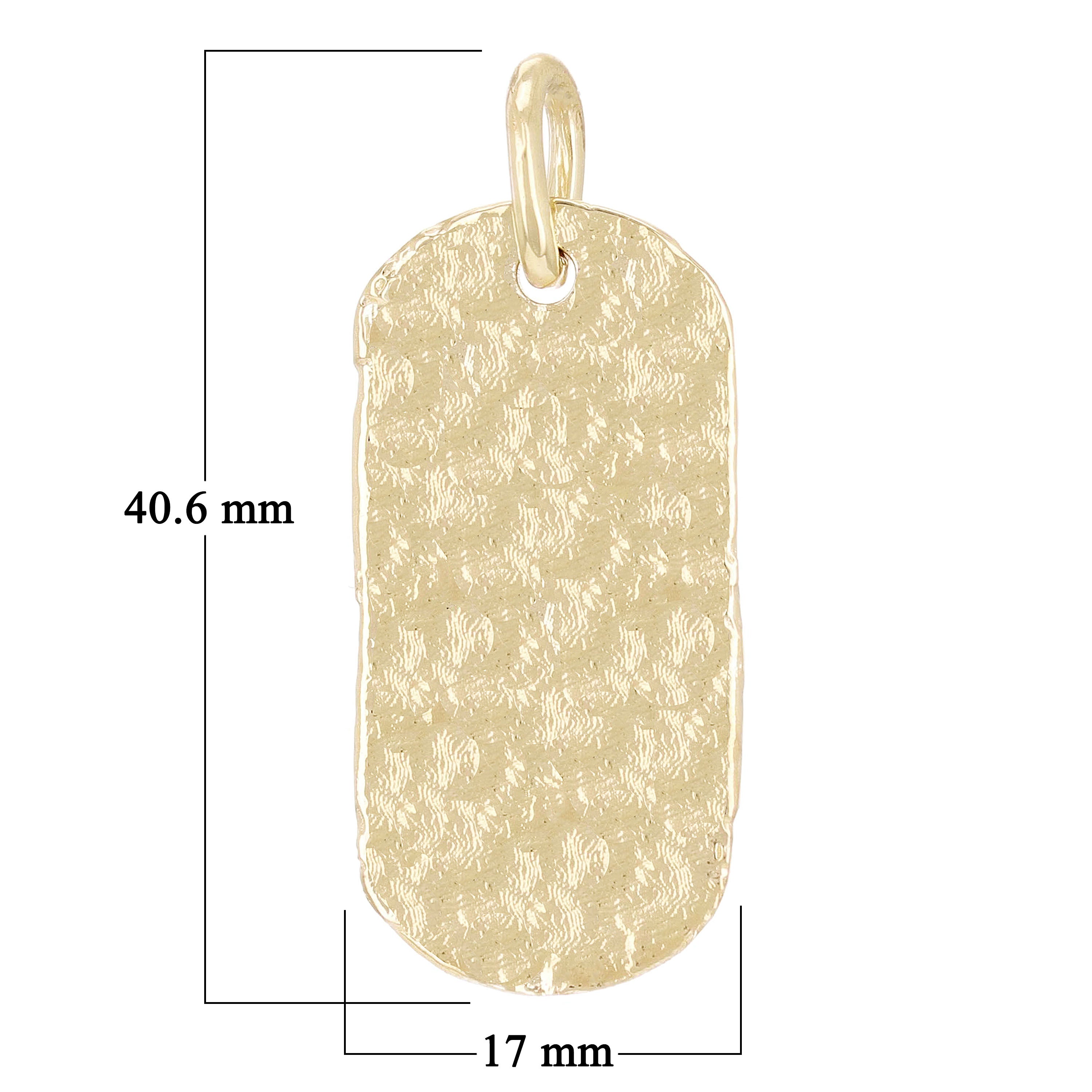 14k Yellow Gold Hammered Finish Dog Tag  Pendant 17 mm 7.5 grams - Yellow