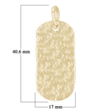10k Yellow Gold Hammered Finish Dog Tag Charm Pendant 1.6" 7 grams - Yellow